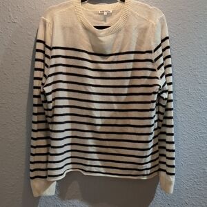 Reformation Cream and Black Striped Women's cashmere Sweater